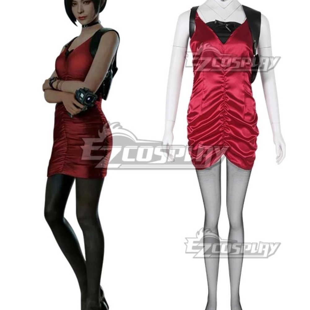 Ada Wong Resident Evil 2 Womens Large Full Costume Red Dress with Jacket